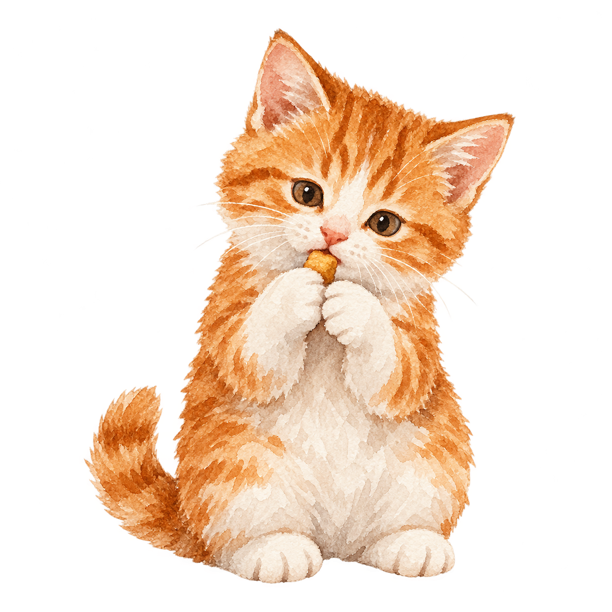 水彩のねこ（たべている）